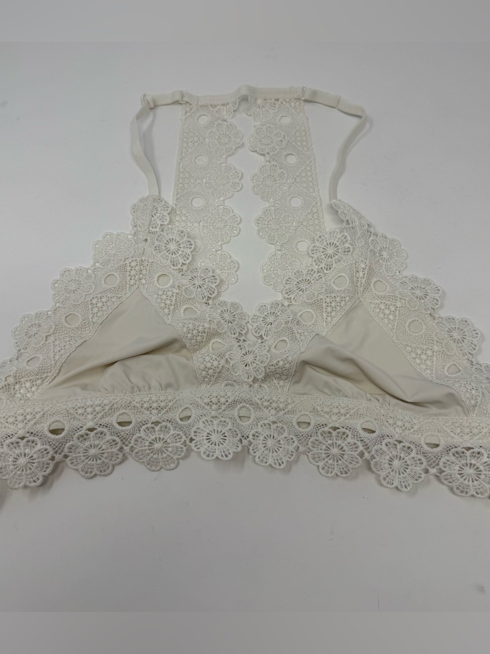 Aerie White Floral Lace Racerback Bralette Small Romantic Bridal Bachelorette